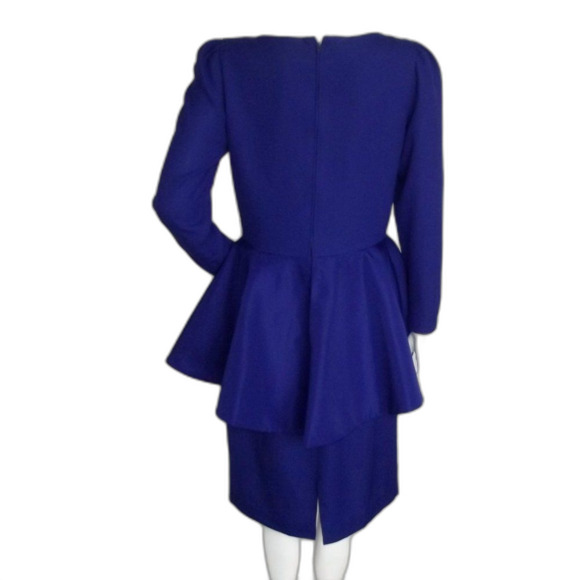 HUEY WALZER/Darcy Dress, M, Blue, VINTAGE, Peplum, Big Bow, Long sleeves - Picture 5 of 14
